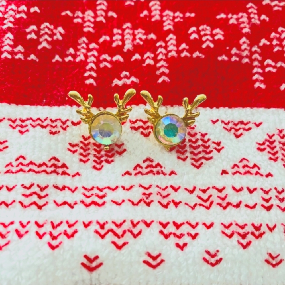 🦌Reindeer Studs W/Rhinestone🦌